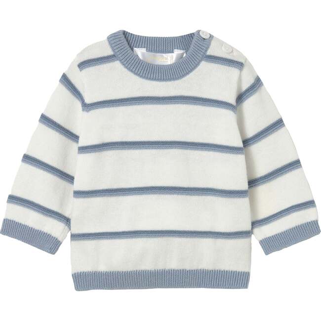 Striped Sweater, White & Blue