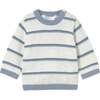 Striped Sweater, White & Blue - Sweatshirts - 1 - thumbnail