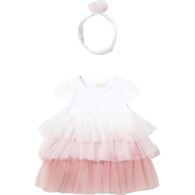 Ruffled Romper With Headband, Pink