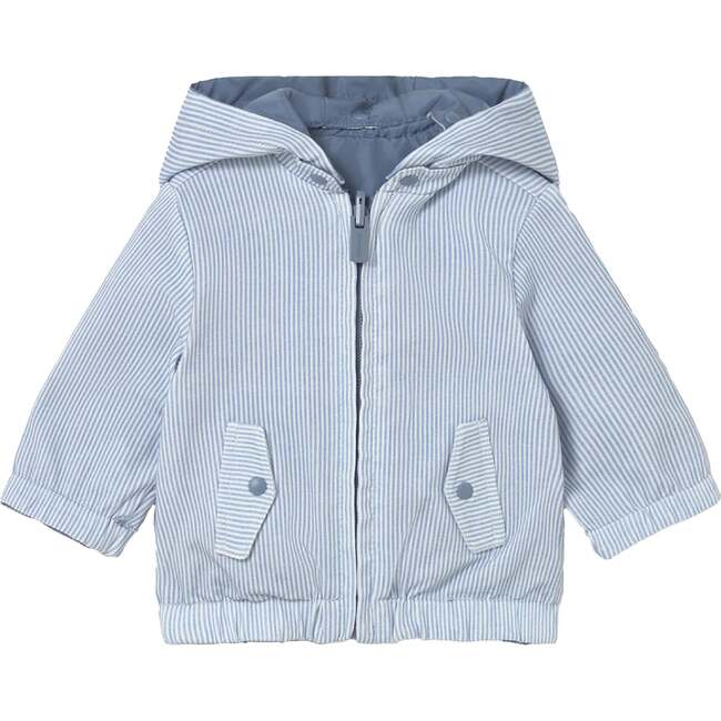 Striped Hooded Jacket, Light Blue