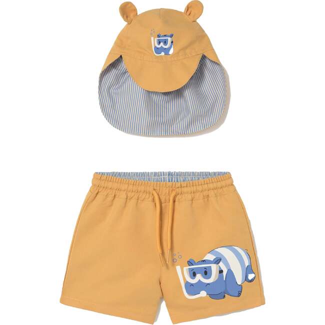 Swimwear set baby with eared hat, Yellow