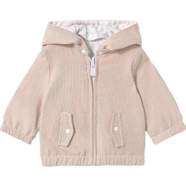Striped Hooded Jacket, Beige