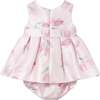 Satin Floral Dress with Nappy Cover, Pink - Dresses - 2