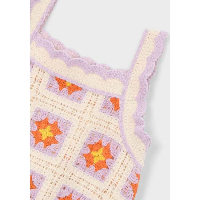 Trim Crocheted Dress, Lavender - Dresses - 3