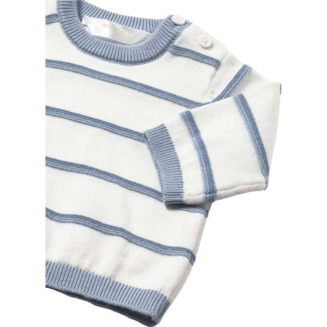 Striped Sweater, White & Blue - Sweatshirts - 3