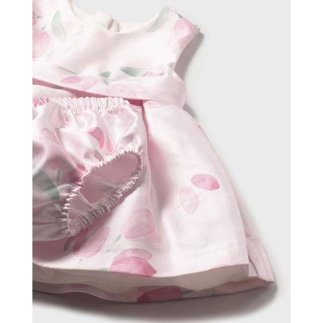 Satin Floral Dress with Nappy Cover, Pink - Dresses - 3