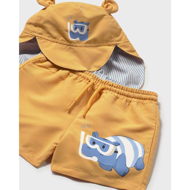 Swimwear set baby with eared hat, Yellow - Swim Trunks - 3
