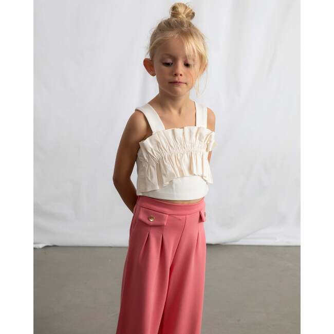 Ruffled Top, Beige - Tank Tops - 4
