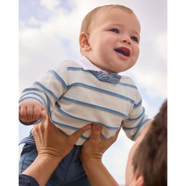 Striped Sweater, White & Blue - Sweatshirts - 4