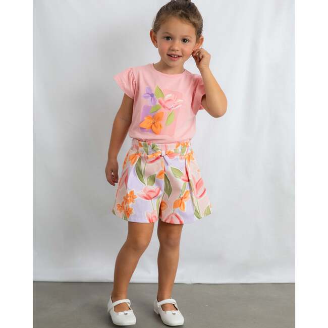 T-Shirt With Ruffled Sleeves, Pink - T-Shirts - 4