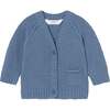 Knitted Baby Cardigan, Blue - Cardigans - 1 - thumbnail