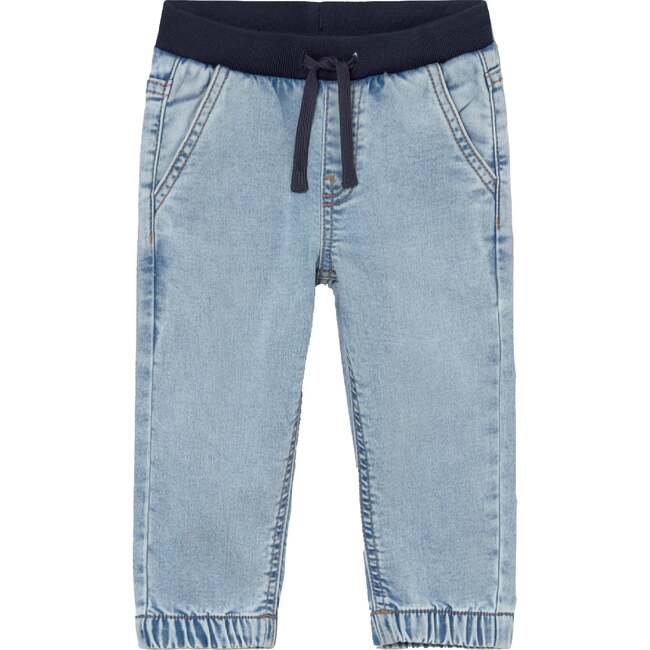 Jeans With Elastic Waistband, Light Blue
