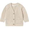 Knitted Baby Cardigan, Beige - Cardigans - 1 - thumbnail
