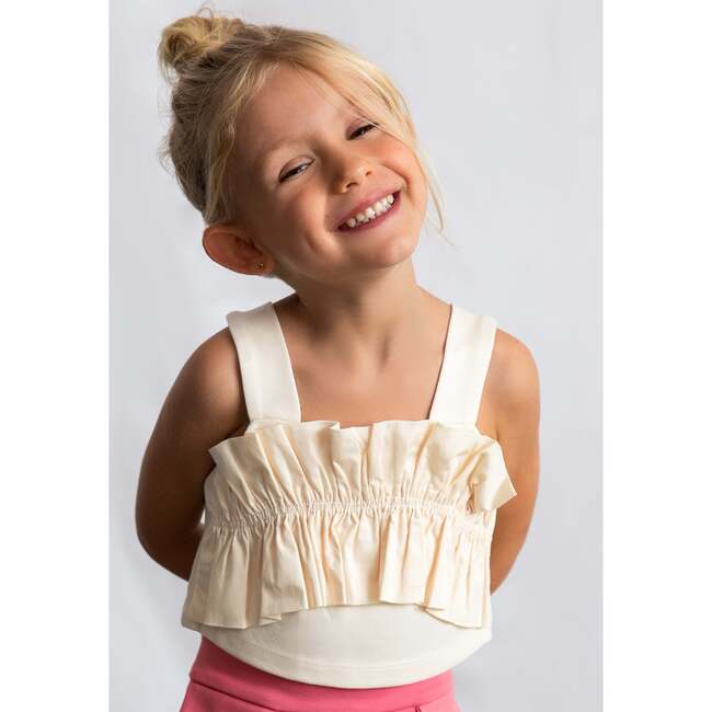 Ruffled Top, Beige - Tank Tops - 6