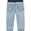Jeans With Elastic Waistband, Light Blue - Jeans - 2