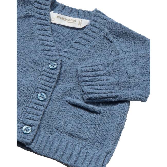 Knitted Baby Cardigan, Blue - Cardigans - 3