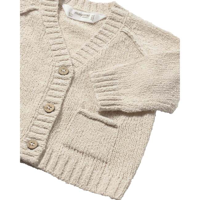 Knitted Baby Cardigan, Beige - Cardigans - 3