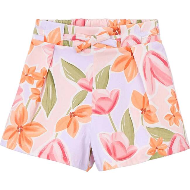 Floral Shorts With Belt, Lavender