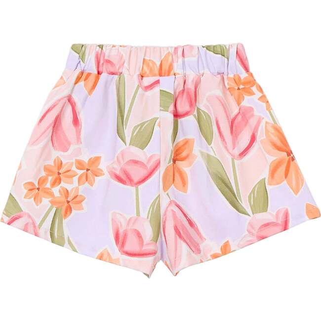 Floral Shorts With Belt, Lavender