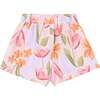 Floral Shorts With Belt, Lavender - Shorts - 2