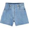 Denim Shorts With Button Detail, Light Blue - Shorts - 1 - thumbnail