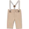 Pants Baby With Suspenders, Beige - Pants - 1 - thumbnail