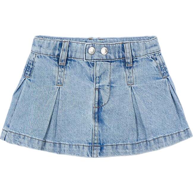 Denim Pleated Skirt, Blue