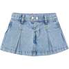Denim Pleated Skirt, Blue - Skirts - 1 - thumbnail