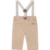 Pants Baby With Suspenders, Beige - Pants - 2