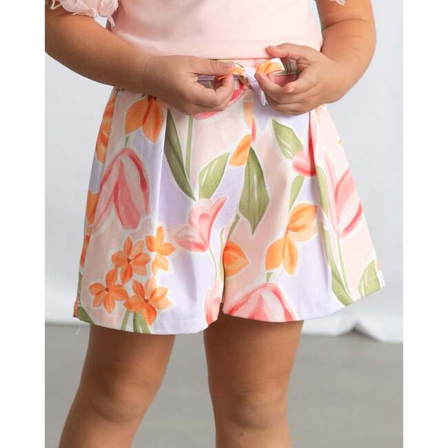 Floral Shorts With Belt, Lavender - Shorts - 4