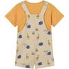 Graphic Tee and Printed Dungarees Set,  Yellow - Mixed Apparel Set - 3
