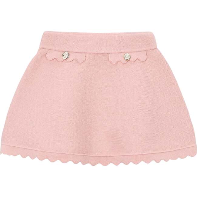 Knitted Skirt With Scalloped Hem, Pink