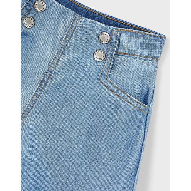 Denim Shorts With Button Detail, Light Blue - Shorts - 3