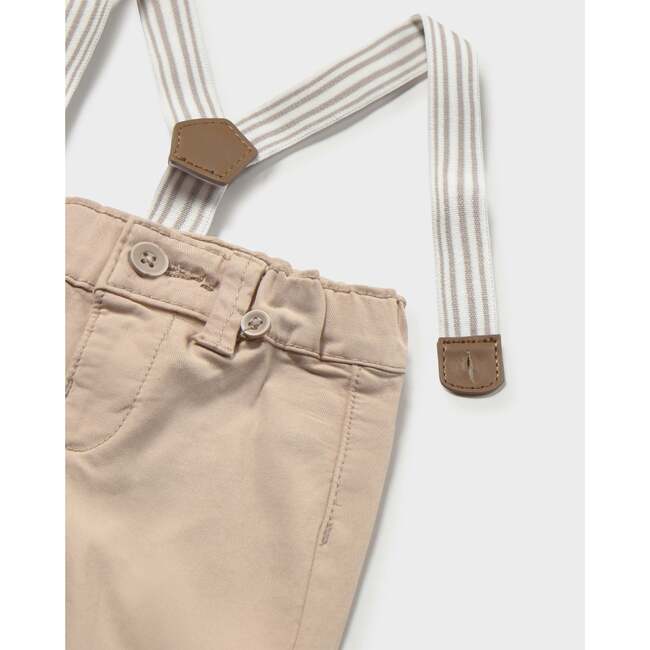 Pants Baby With Suspenders, Beige - Pants - 3