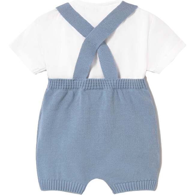 Knitted Baby Romper with Straps, Blue