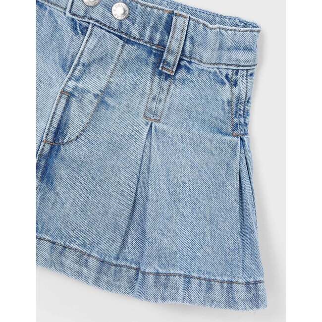 Denim Pleated Skirt, Blue - Skirts - 3
