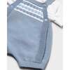 Knitted Baby Romper with Straps, Blue - Rompers - 3