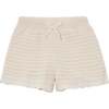 Crochet Shorts With Scalloped Hem, Beige - Shorts - 1 - thumbnail