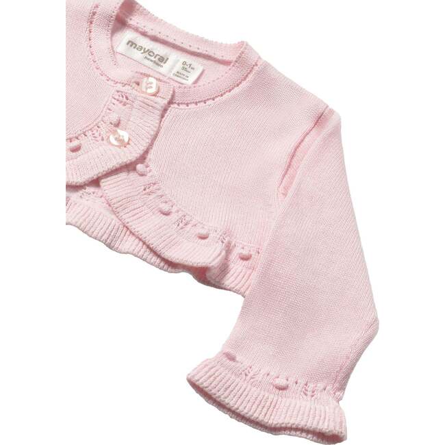 Knitted Baby Cardigan, Light Pink - Cardigans - 3