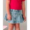 Denim Pleated Skirt, Blue - Skirts - 4
