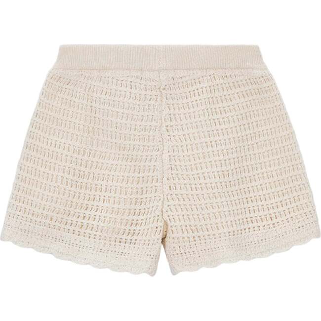 Crochet Shorts With Scalloped Hem, Beige