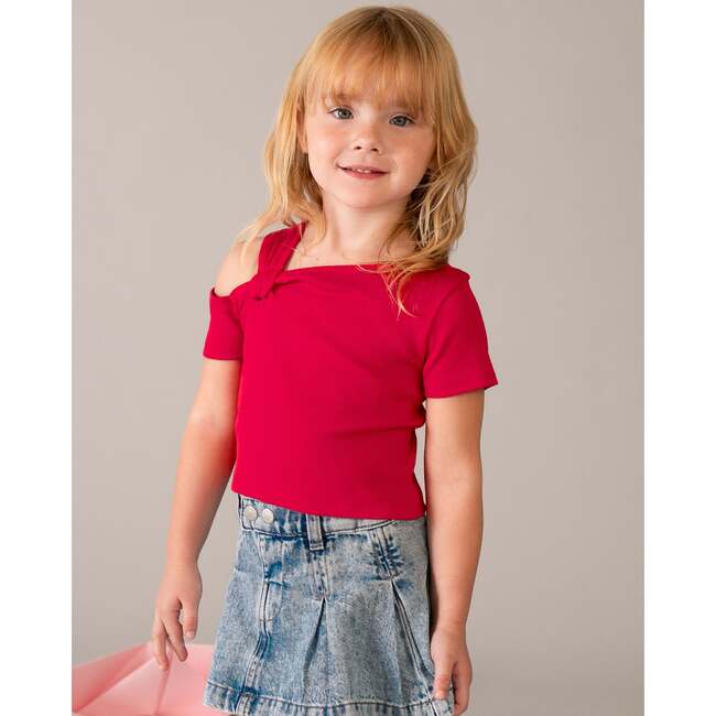 Denim Pleated Skirt, Blue - Skirts - 5