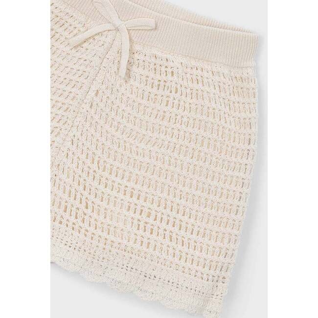 Crochet Shorts With Scalloped Hem, Beige - Shorts - 3