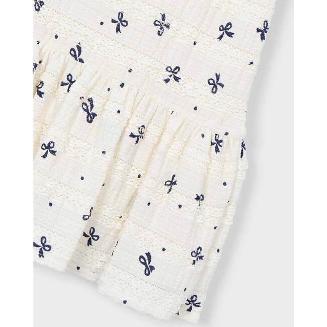 Bow-Pattern Drop-Waist Dress, White - Dresses - 3