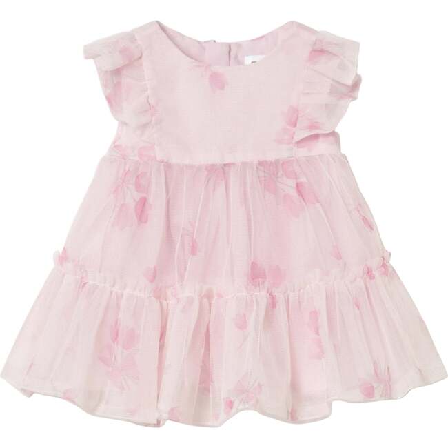 Baby Dress With Floral Overlay, Pink