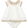 Baby Dress With Lace Trim, White - Dresses - 1 - thumbnail