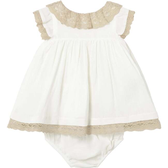 Baby Dress With Lace Trim, White