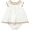 Baby Dress With Lace Trim, White - Dresses - 2 - thumbnail