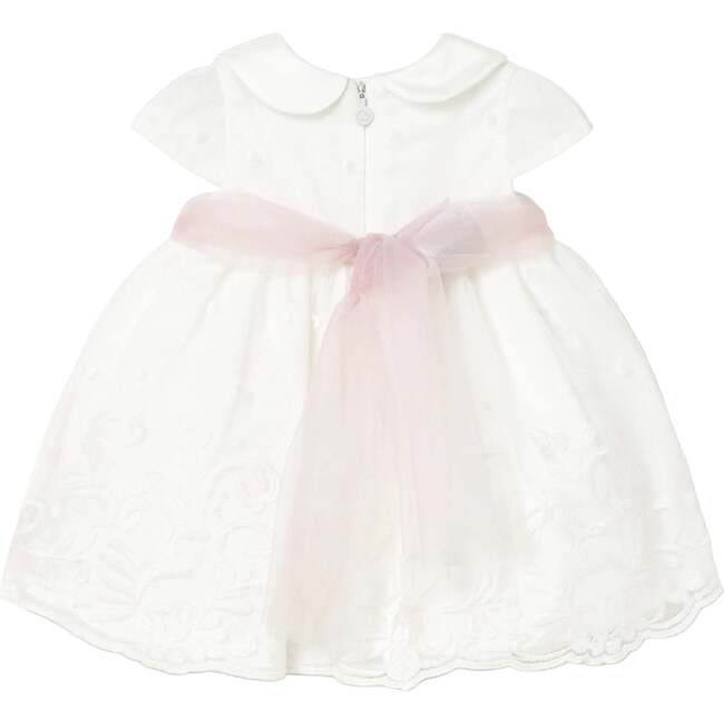 Baby Dress With Embroidered Skirt, White