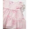 Baby Dress With Floral Overlay, Pink - Dresses - 3 - thumbnail